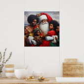Kerstman met kinderen 7 poster (Keuken)