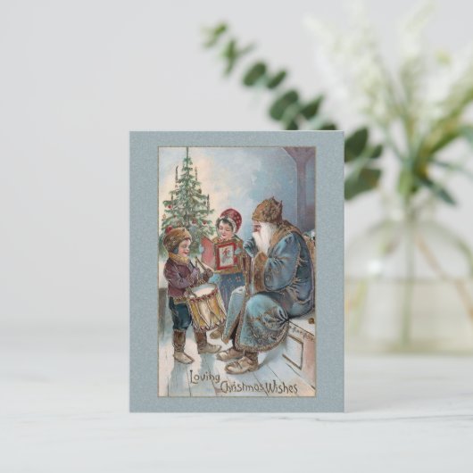  kerstman met kinderen briefkaart (Staand voorkant)