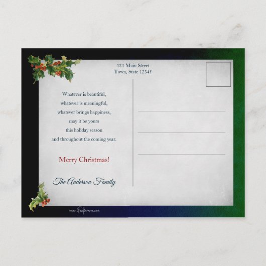 kerstman met kinderen, cadeautjes en mistletoe briefkaart (Achterkant)