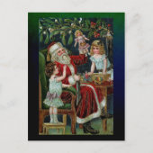 kerstman met kinderen, cadeautjes en mistletoe briefkaart (Voorkant)