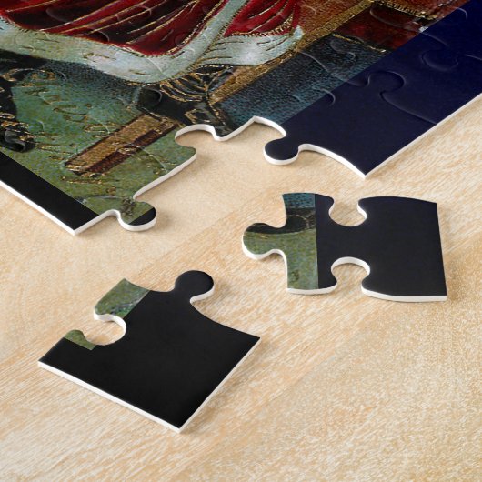  kerstman met kinderen, cadeautjes en mistletoe legpuzzel (Zijkant)