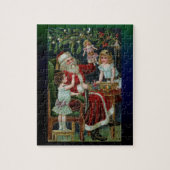 kerstman met kinderen, cadeautjes en mistletoe legpuzzel (Verticaal)