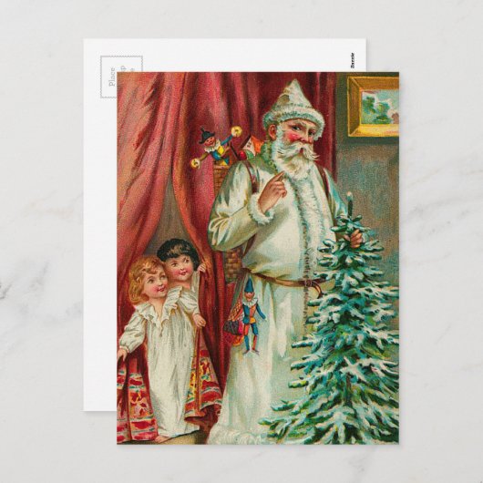  kerstman met Kinderen Feestdagenkaart (Voorkant / Achterkant)