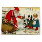  kerstman met kinderen groot cadeauzakje (Voorkant)