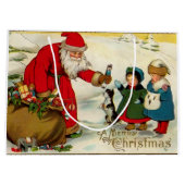  kerstman met kinderen groot cadeauzakje (Achterkant)