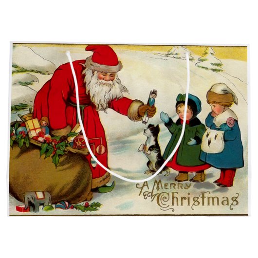  kerstman met kinderen groot cadeauzakje (Achterkant)