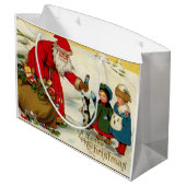  kerstman met kinderen groot cadeauzakje (Achterkant Gekanteld)
