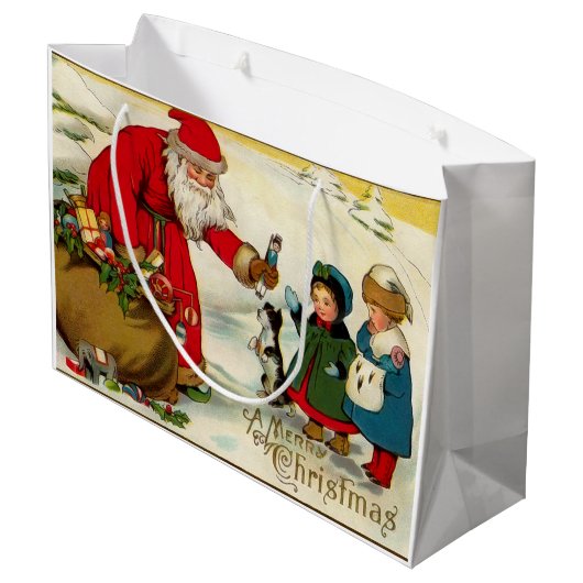  kerstman met kinderen groot cadeauzakje (Achterkant Gekanteld)