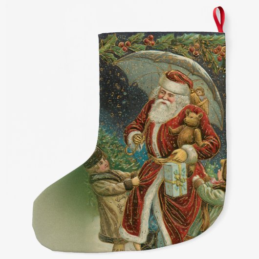  kerstman met kinderen grote kerstsok (Achterkant)