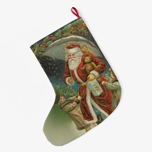 kerstman met kinderen grote kerstsok (Achterkant (Hangend))