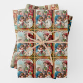 kerstman met kinderen inpakpapier vel (In situ)