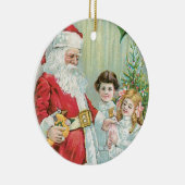 Kerstman met kinderen keramisch ornament (Rechts)