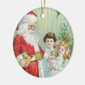 Kerstman met kinderen keramisch ornament (Links)