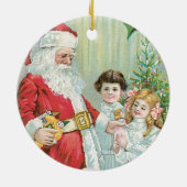 Kerstman met kinderen keramisch ornament (Achterkant)