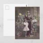 Kerstman met kinderen, kerstboom, vintage briefkaart (Voorkant / Achterkant)