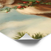  kerstman met kinderen, rendieren en geschenken perfect poster (Hoek)