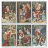  kerstman met kinderen sticker (Voorkant)