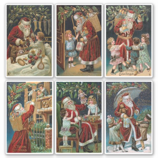  kerstman met kinderen sticker (Voorkant)