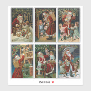  kerstman met kinderen sticker