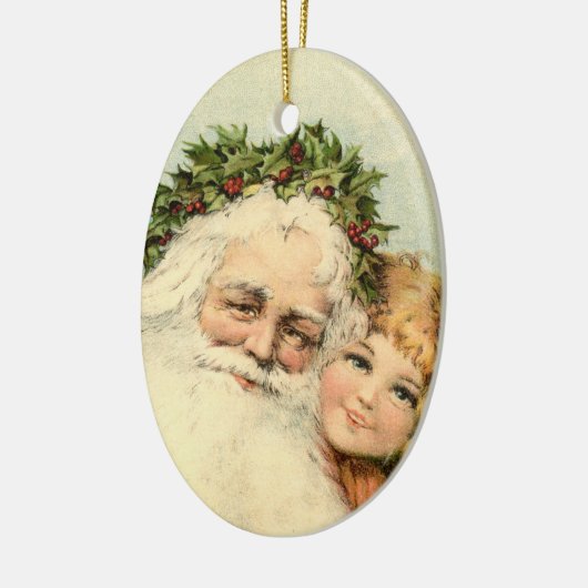  kerstman met kinderversiering keramisch ornament (Links)