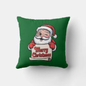 Kerstman met knipoog 🎅 "Prettig Kerstfeest" Kussen (Achterkant)