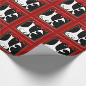 kerstman met Koe glanzend wrappingspapier Cadeaupapier (Hoek)