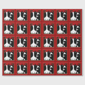 kerstman met Koe glanzend wrappingspapier Cadeaupapier (Vlak)