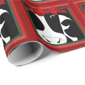 kerstman met Koe glanzend wrappingspapier Cadeaupapier (Rol Hoek)