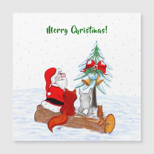 Kerstman met konijn, vos en eekhoorn (Voorkant)