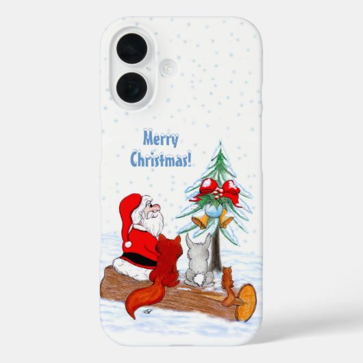 Kerstman met konijn, vos en eekhoorn Case-Mate iPhone case (Achterkant)