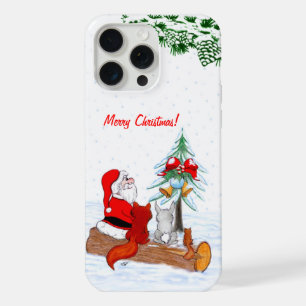 Kerstman met konijn, vos en eekhoorn iPhone 15 pro max case