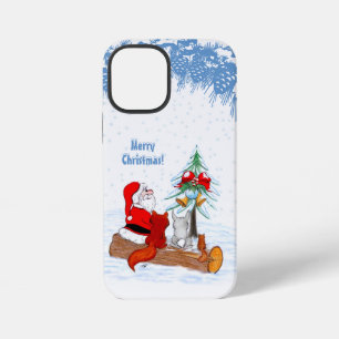 Kerstman met konijn, vos en eekhoorn iPhone 12 mini hoesje
