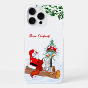 Kerstman met konijn, vos en eekhoorn iPhone 16 pro max hoesje