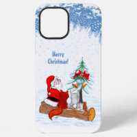 Kerstman met konijn, vos en eekhoorn