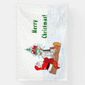 Kerstman met konijn vos en eekhoorn spandoek (Verticaal)