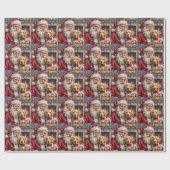 Kerstman met Labrador Kerst Kunst Cadeaupapier (Vlak)