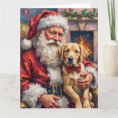 Kerstman met Labrador Kerst Kunst Kaart (Voorkant)