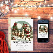 Kerstman met lama's feestelijke kerst kaart