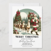 Kerstman met lama's feestelijke kerst kaart (Voorkant)