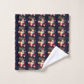 Kerstman met lantaarn Illustratie Bad Handdoek (Wasdoekje)
