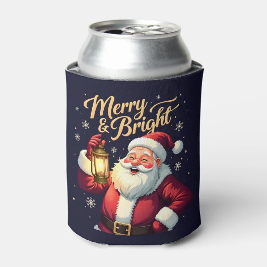 Kerstman met lantaarn Illustratie Blikjeskoeler (Blikje Voorkant)