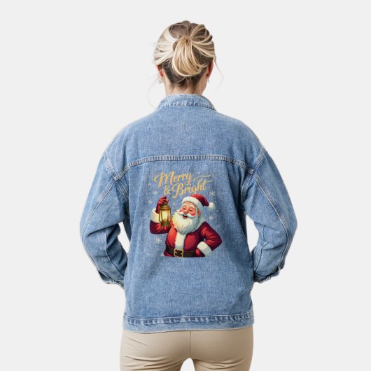 Kerstman met lantaarn Illustratie Denim Jacket (Model)