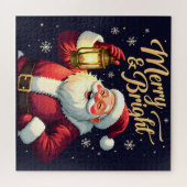 Kerstman met lantaarn illustratie legpuzzel (Horizontaal)