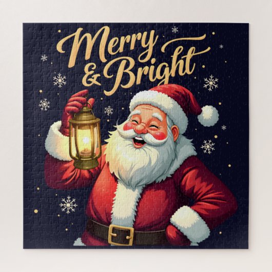 Kerstman met lantaarn illustratie legpuzzel (Verticaal)