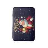 Kerstman met lantaarn Illustratie Merry Bright Badmat (Voorkant Verticaal)