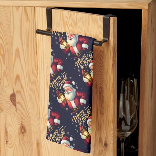 Kerstman met lantaarn Illustratie Theedoek (Derde Gevouwen)