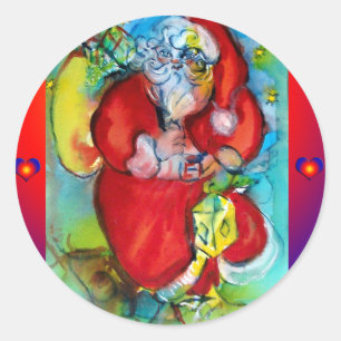 KERSTMAN MET LANTAARN IN DE KERSTNACHT RONDE STICKER