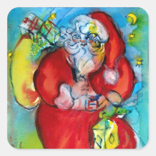 KERSTMAN MET LANTAARN IN DE KERSTNACHT VIERKANTE STICKER