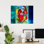 KERSTMAN MET LANTAARN IN KERSTNACHT POSTER (Thuiskantoor)