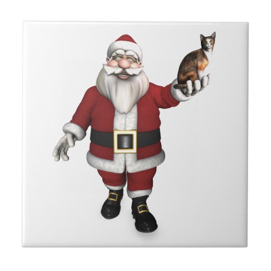 Kerstman Met Lapjeskat Tegeltje (Voorkant)